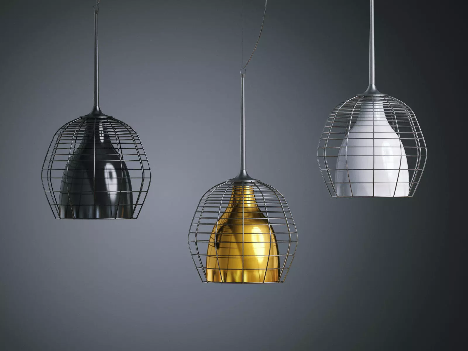Cage suspension lamp 3D model_0