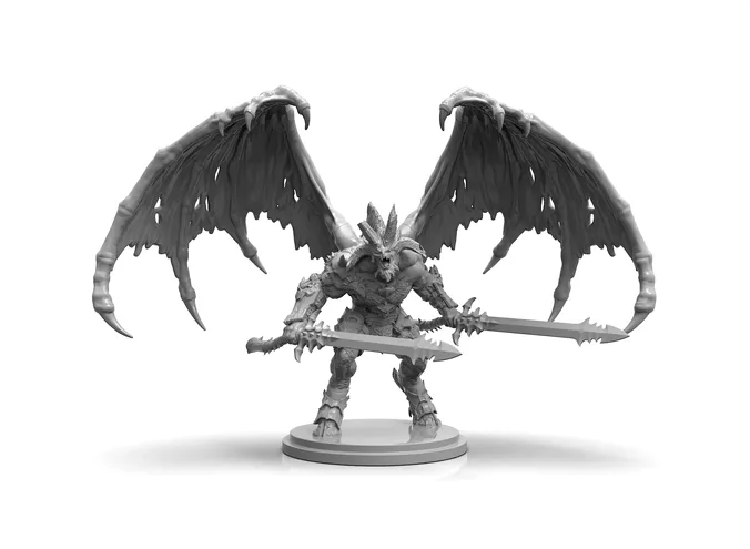 Winged Demon STL Dark Fantasy Monster 120mm Multi-Part Sculpture