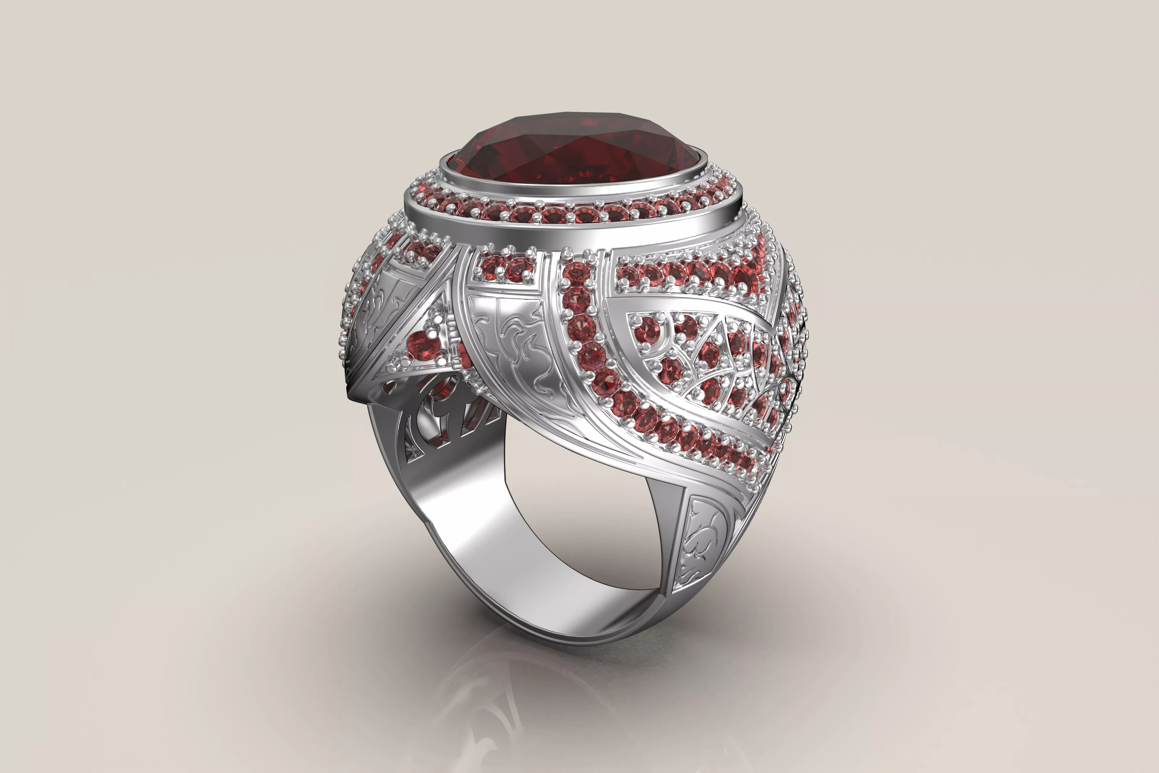 Mens Luxury Gemstone Ring 3D Print Model 3D print model