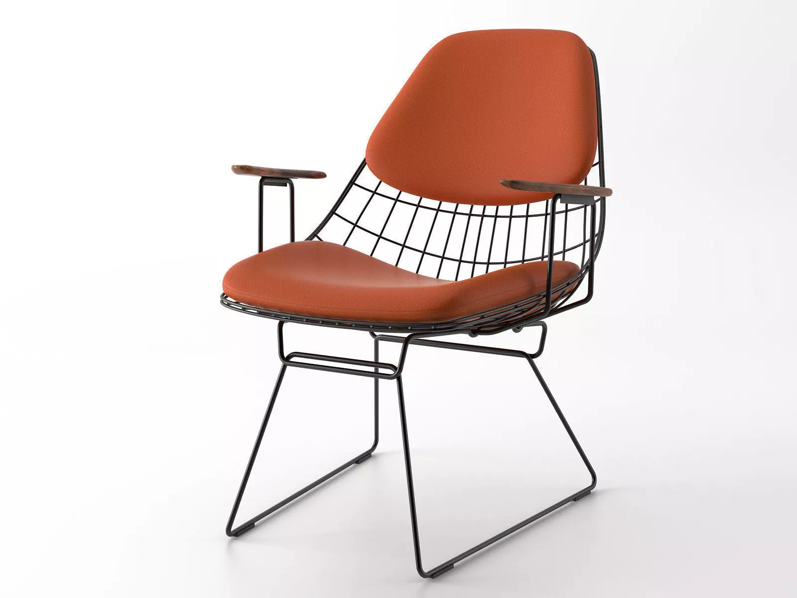 FM06 wire chair with fabric and frame 3D model_9