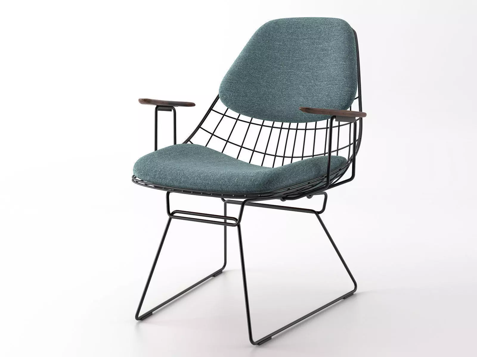 FM06 wire chair with fabric and frame 3D model_2