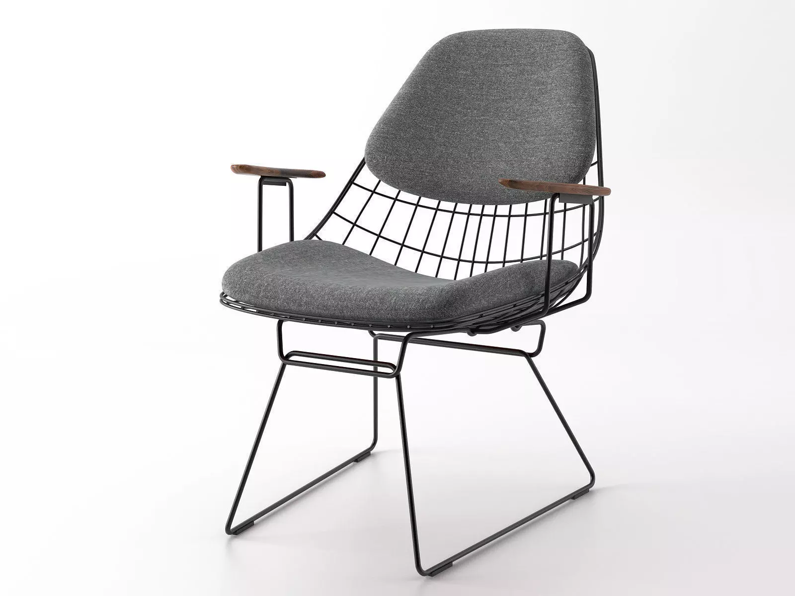 FM06 wire chair with fabric and frame 3D model_7