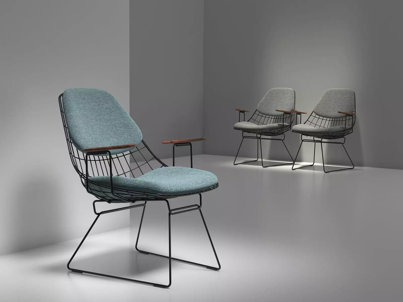 FM06 wire chair with fabric and frame 3D model_4