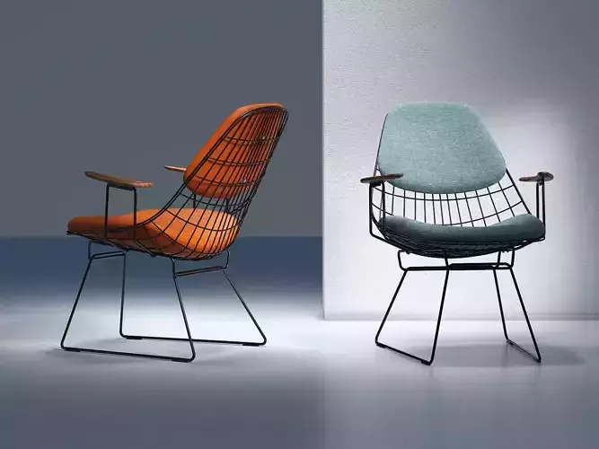 FM06 wire chair with fabric and frame