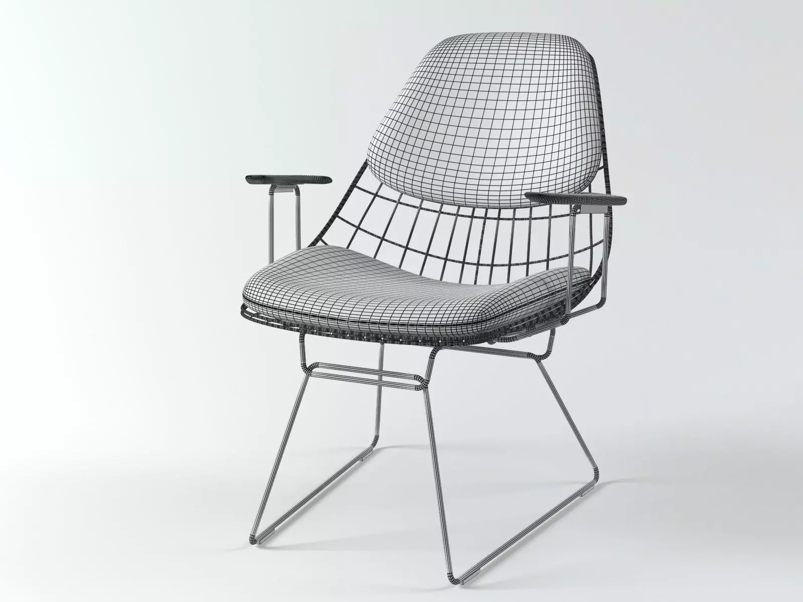 FM06 wire chair with fabric and frame 3D model_10