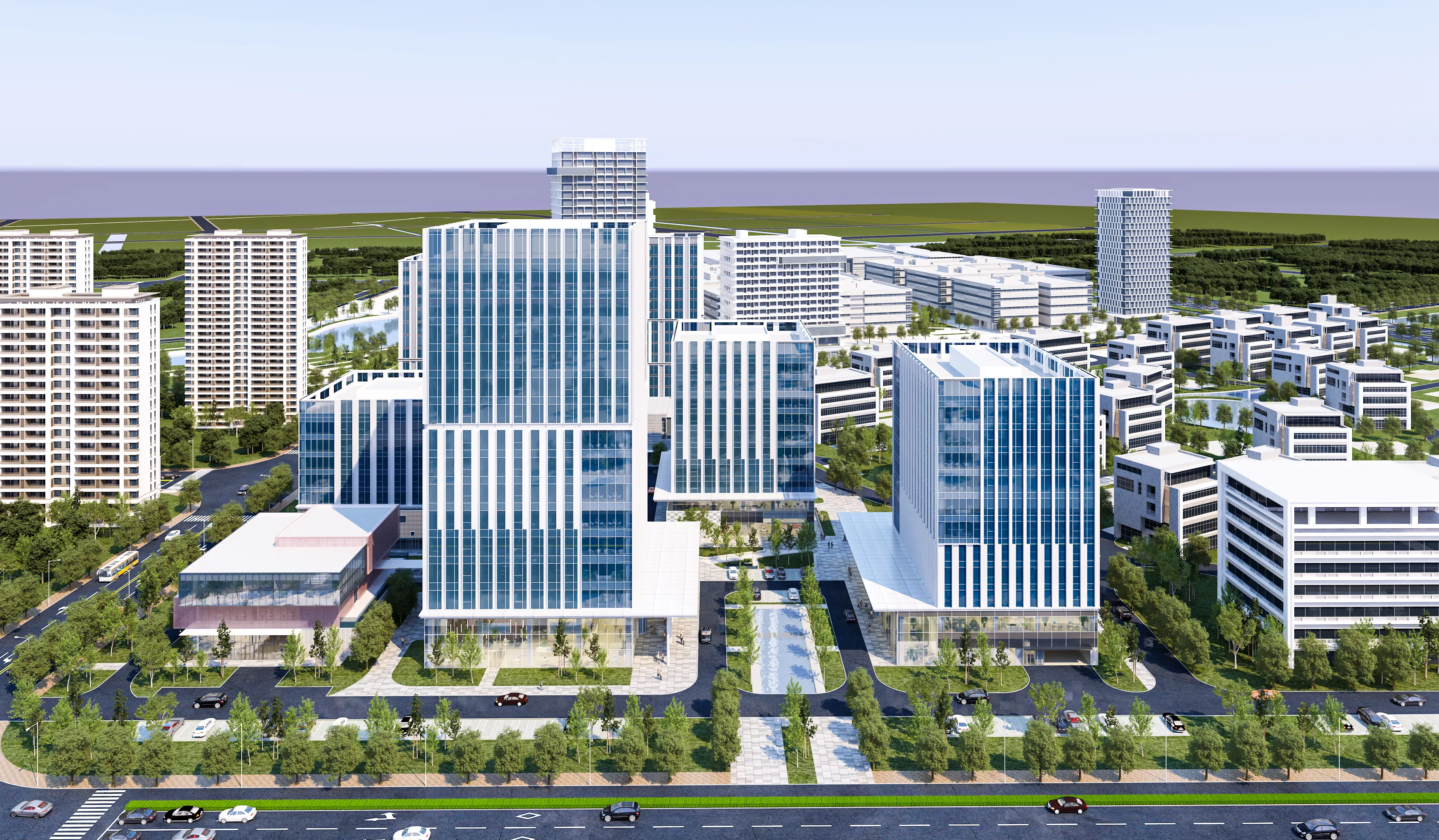 Urban office building apartment mall architectural design 3D model