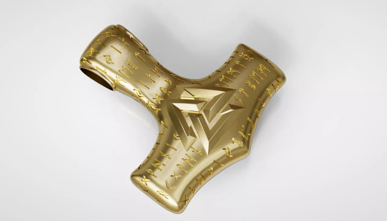 Viking Thor Hammer Mjolnir Pendant with Valknut STL OBJ 3D print model