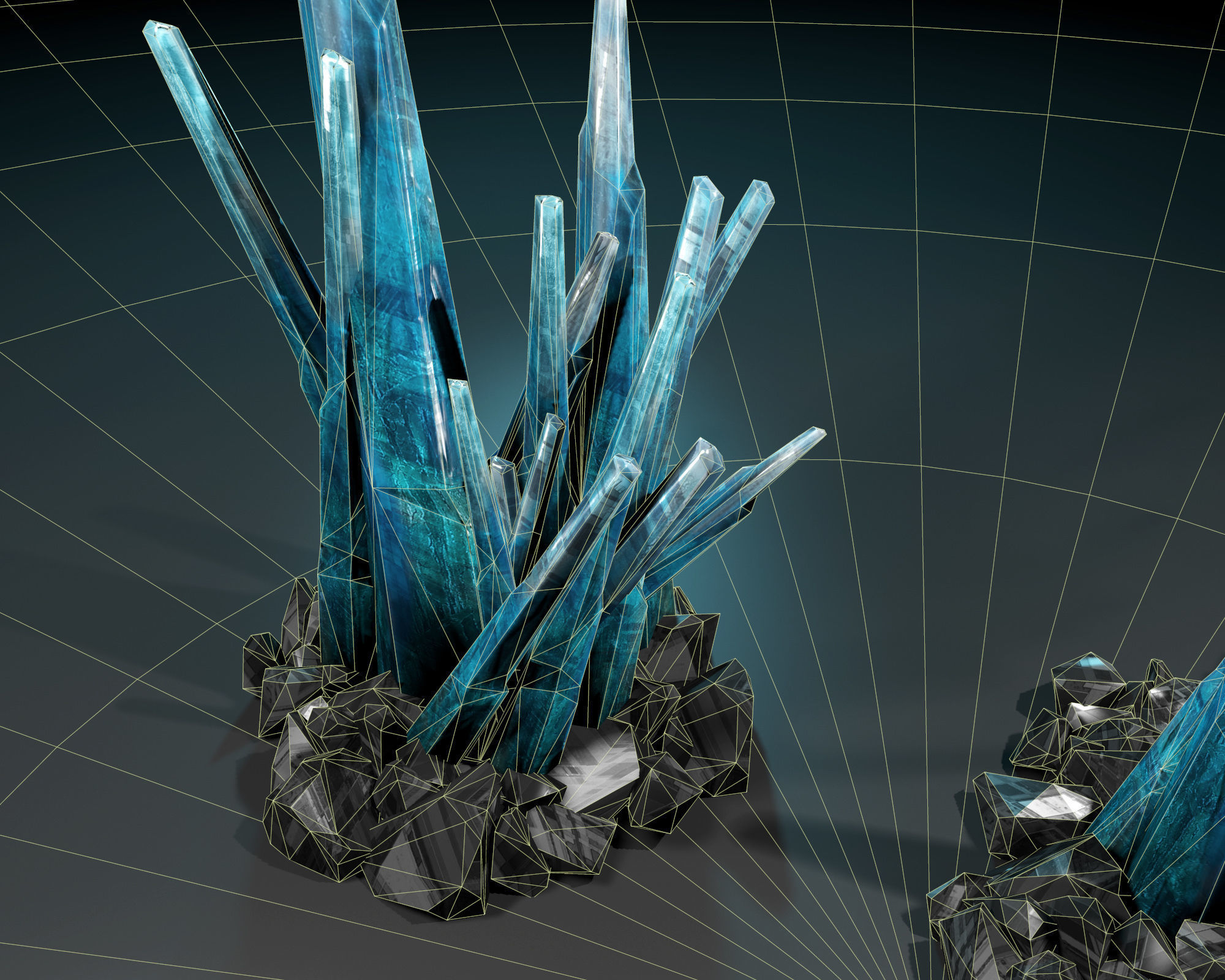 Crystals low-poly three Low-poly 3D model_6
