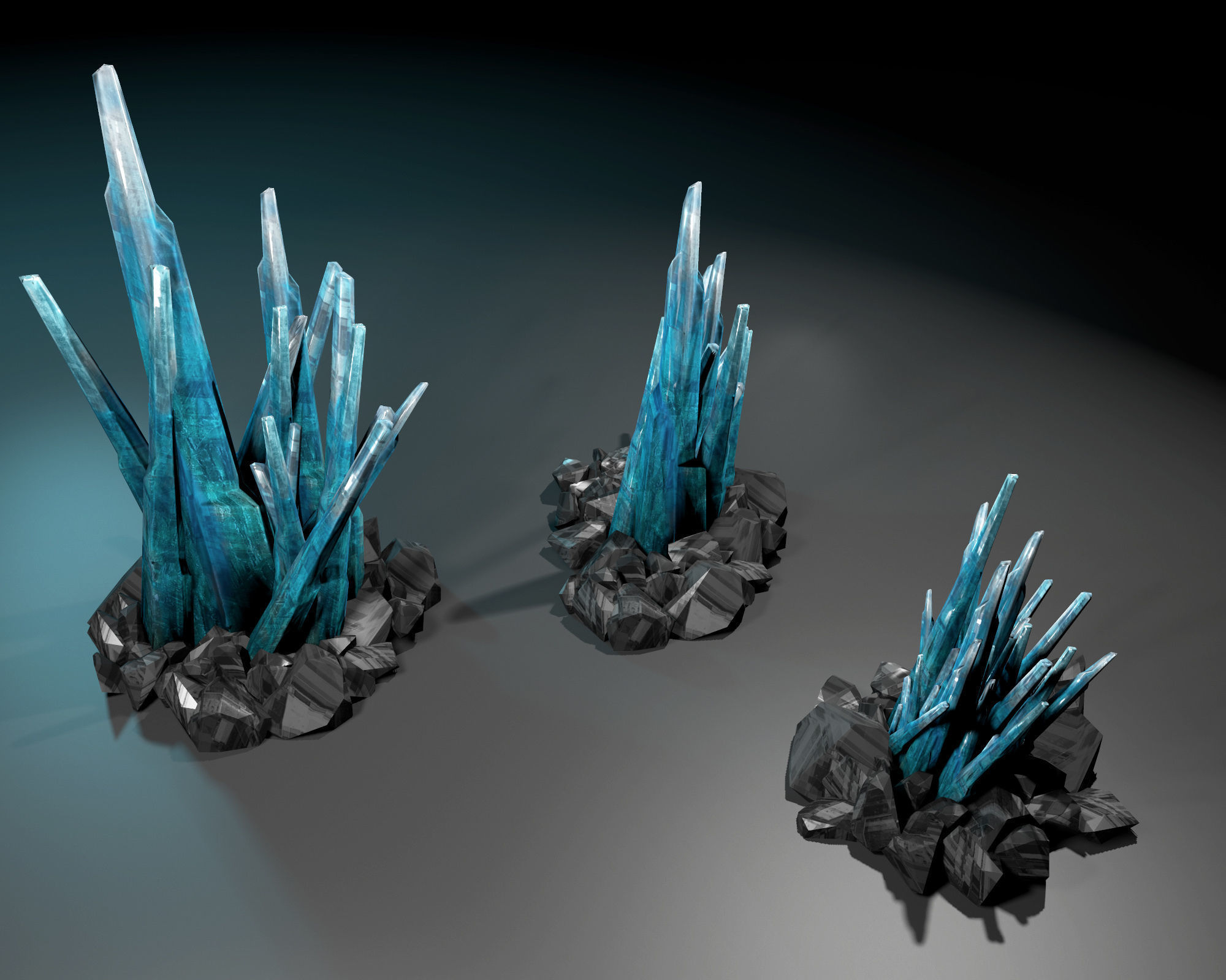 Crystals low-poly three Low-poly 3D model_4
