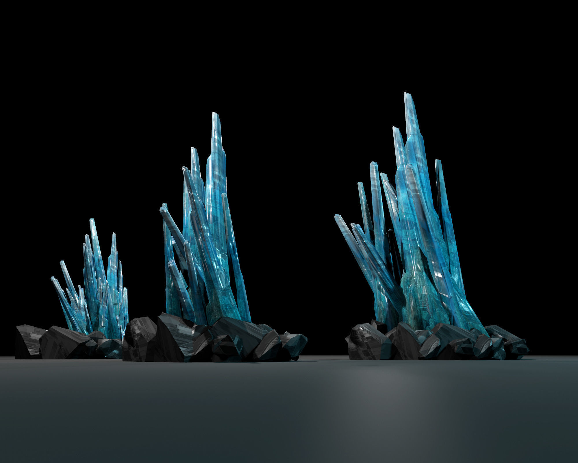 Crystals low-poly three Low-poly 3D model_2