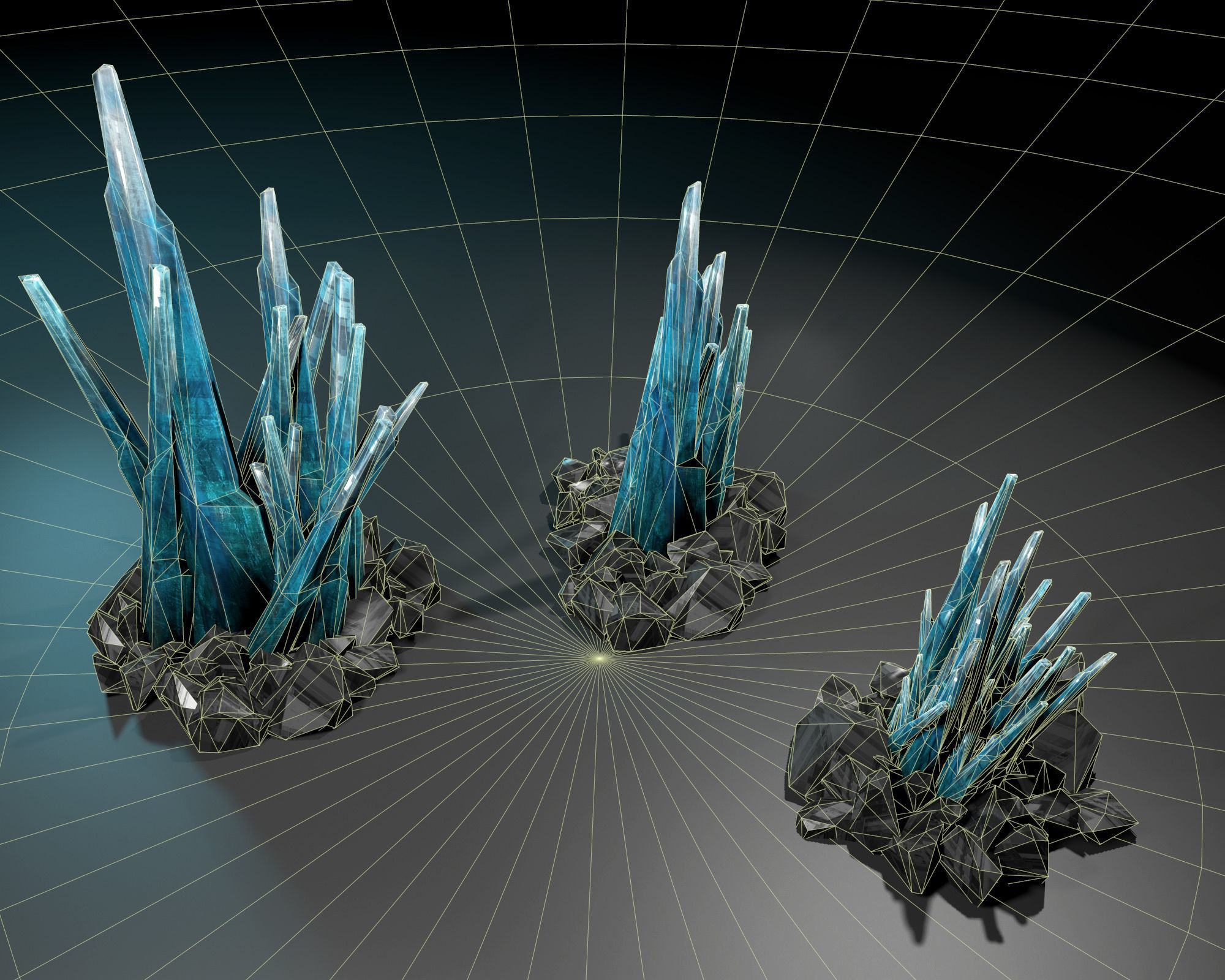 Crystals low-poly three Low-poly 3D model_5