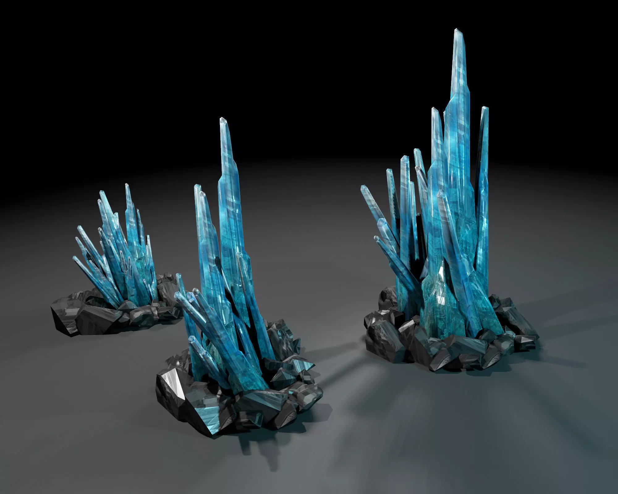 Crystals low-poly three Low-poly 3D model_0