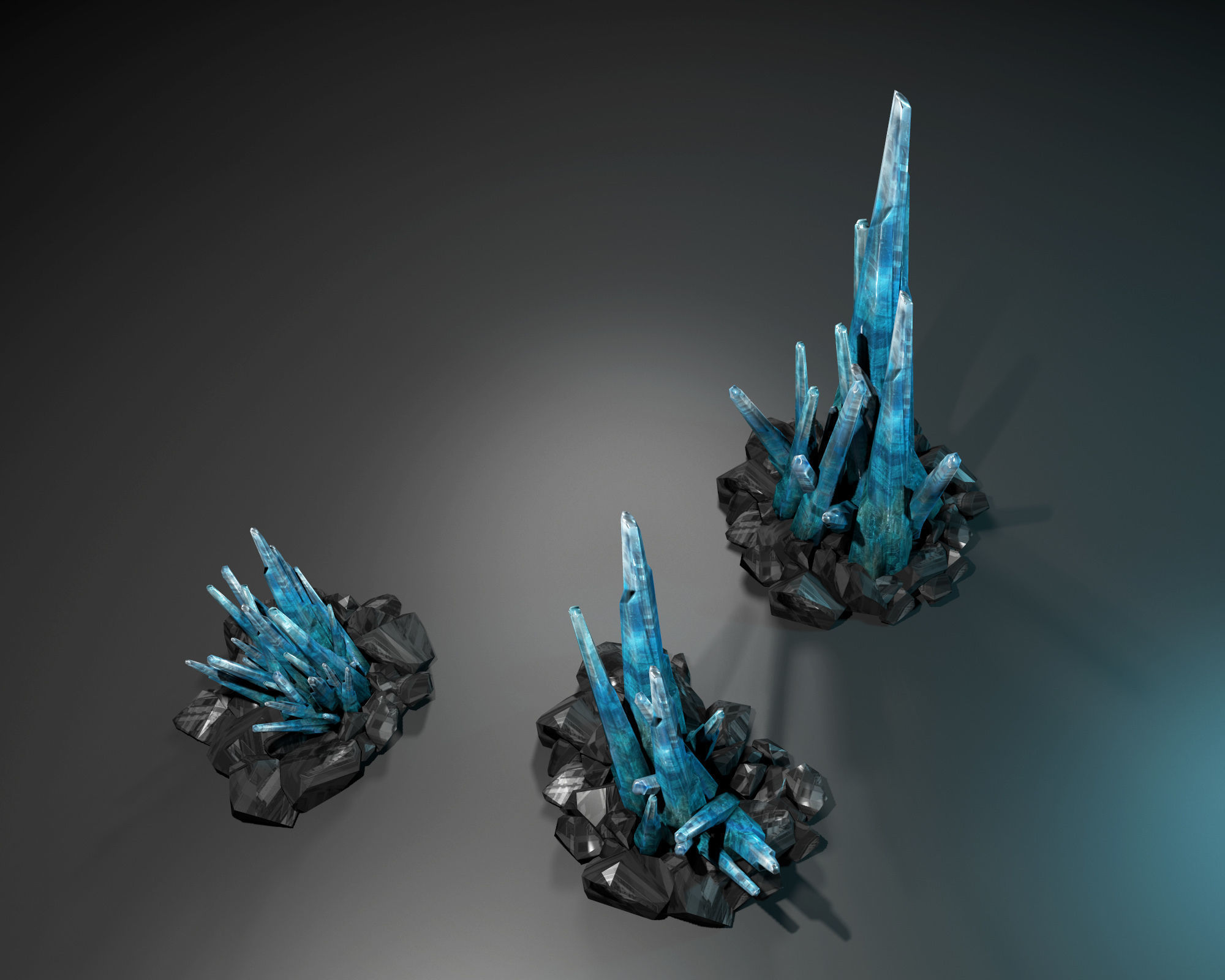 Crystals low-poly three Low-poly 3D model_3