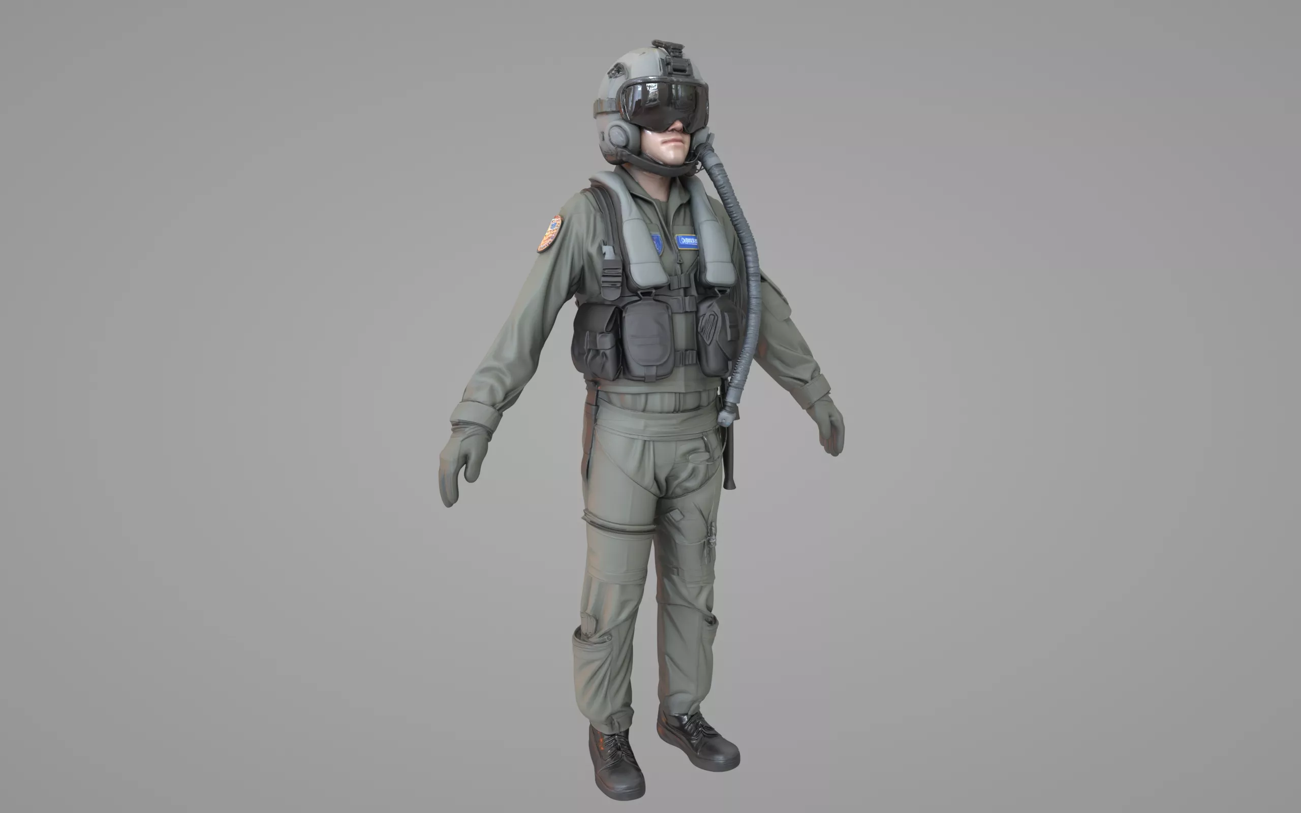 Fighter jet pilot A-pose 3D model 3D model