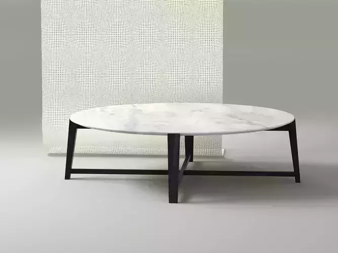 Tris round table with metal legs