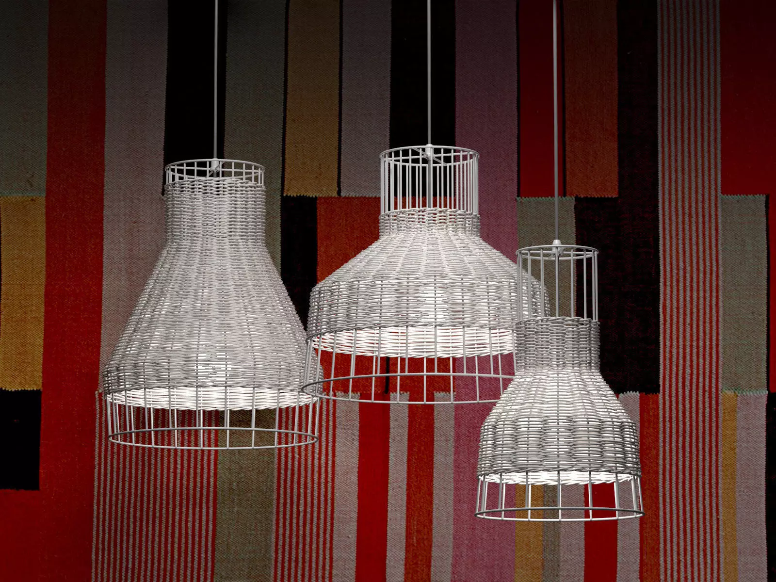 Laika three wicker lamps hanging from ceiling 3D model_4