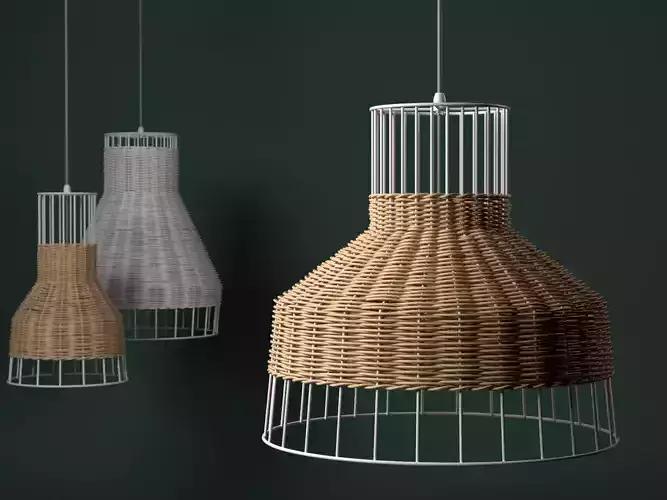 Laika three wicker lamps hanging from ceiling