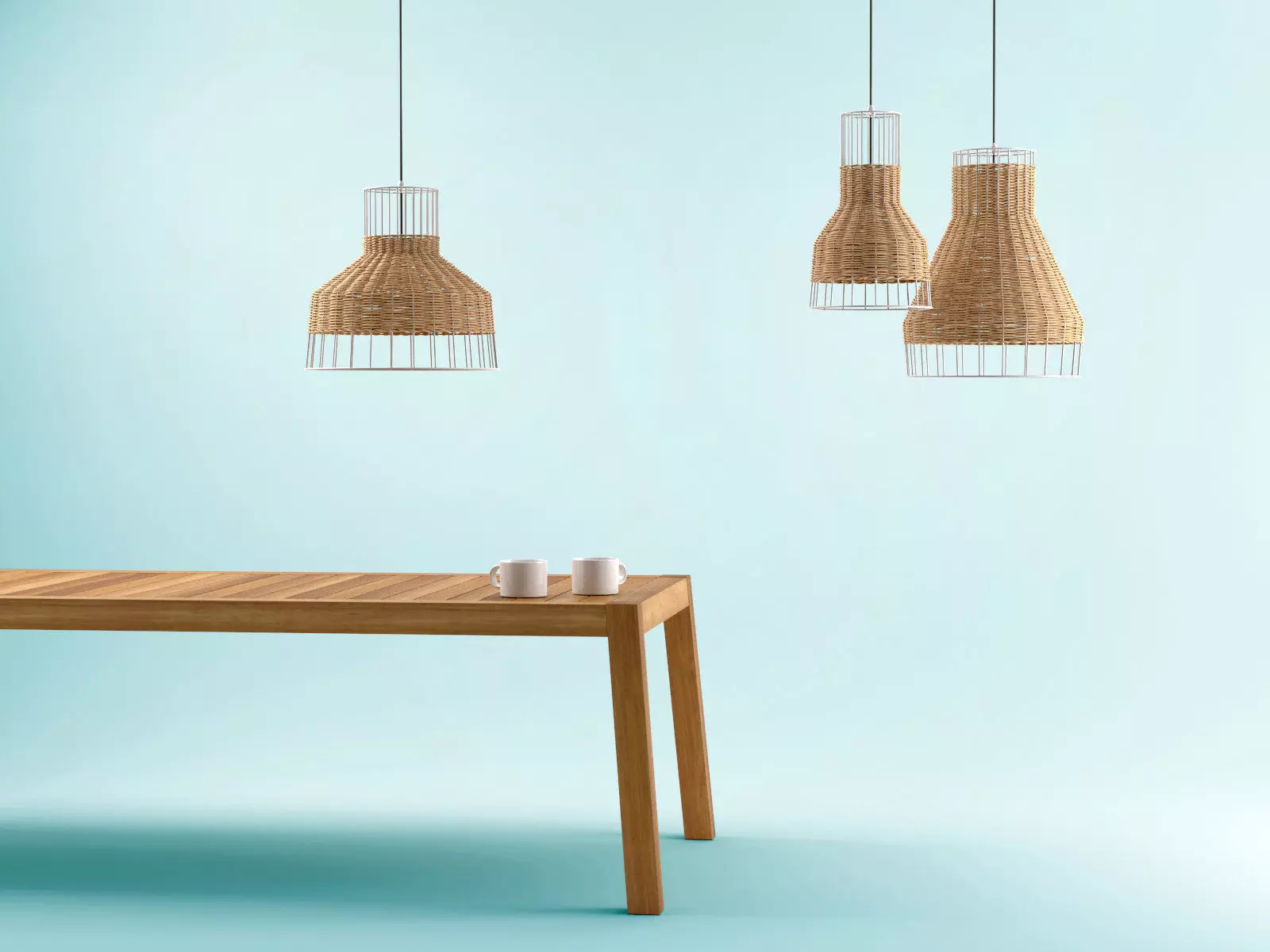 Laika three wicker lamps hanging from ceiling 3D model_1