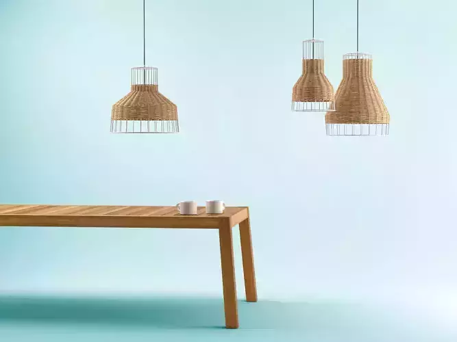 Laika three wicker lamps hanging from ceiling