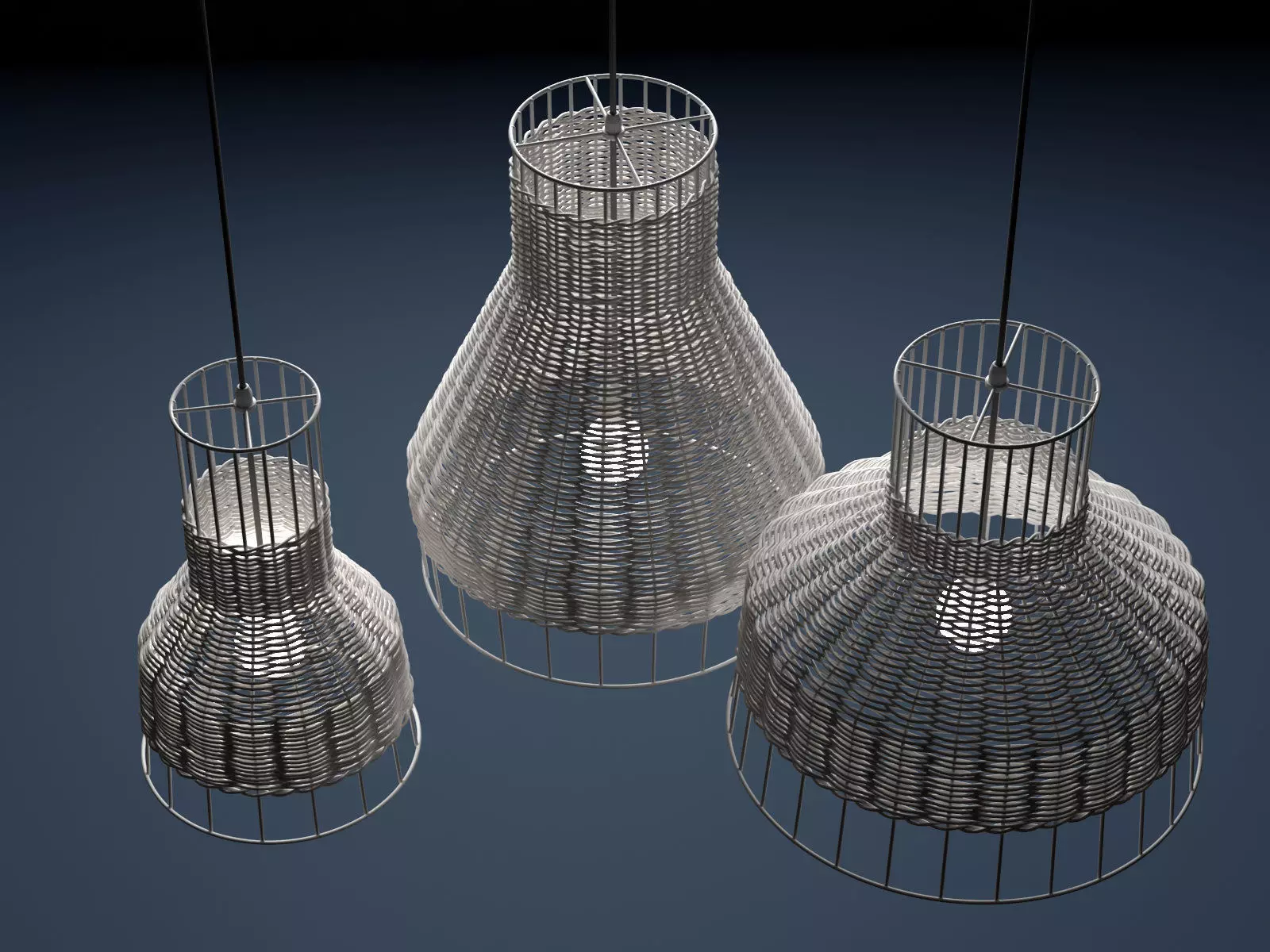 Laika three wicker lamps hanging from ceiling 3D model_9