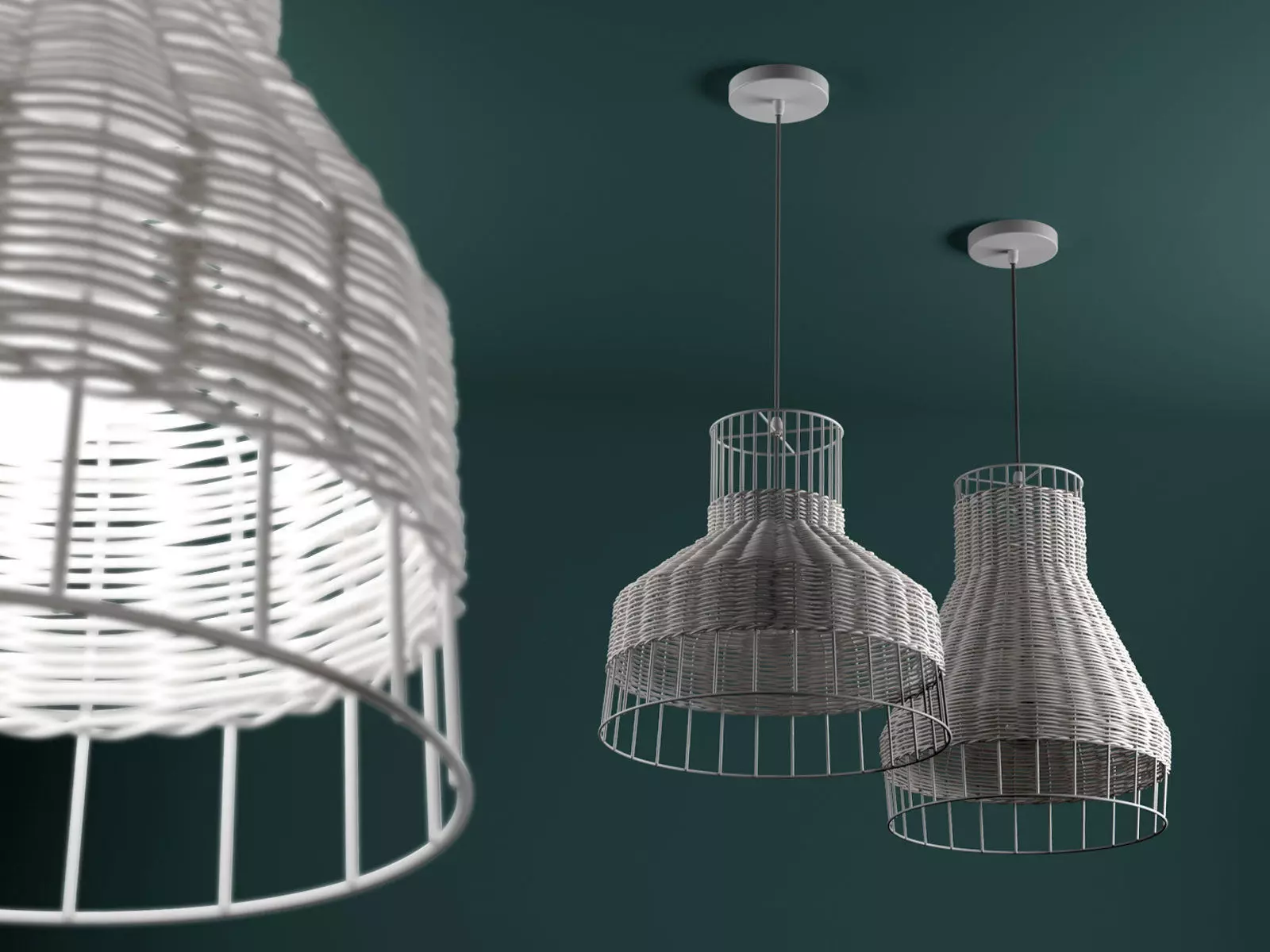 Laika three wicker lamps hanging from ceiling 3D model_6