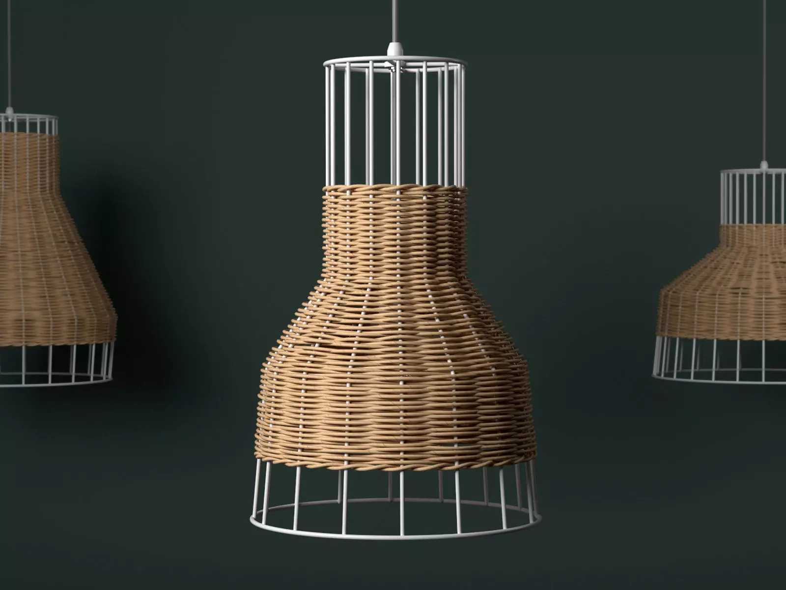 Laika three wicker lamps hanging from ceiling 3D model_3
