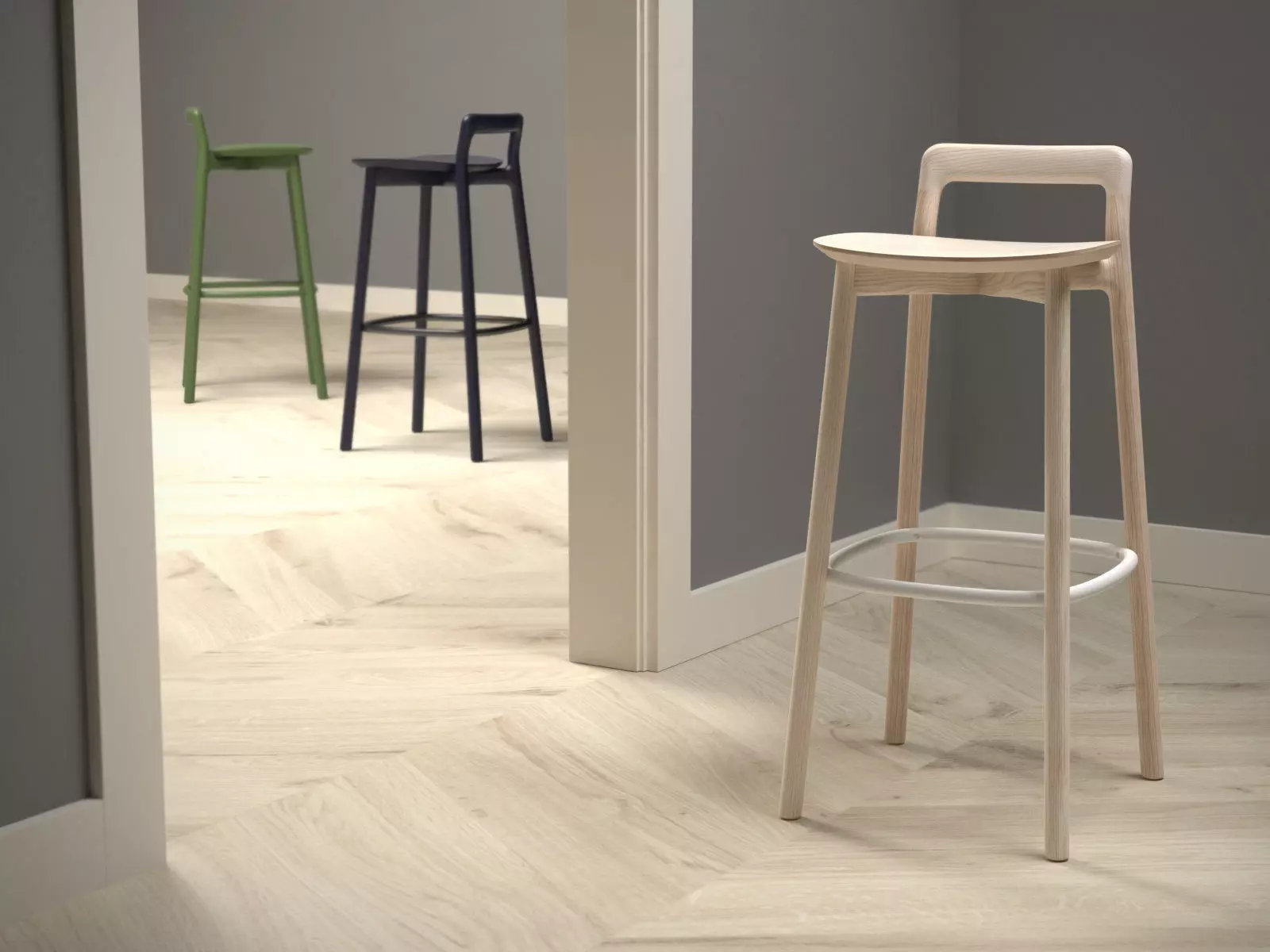 Branca pair of bar stools 3D model_2