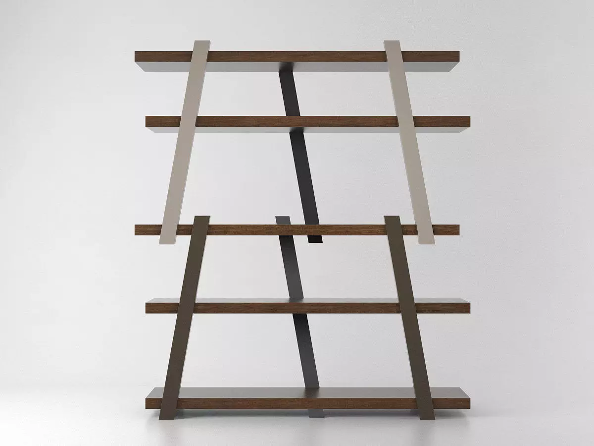 Note modern bookcase made of metal and wood 3D model_5