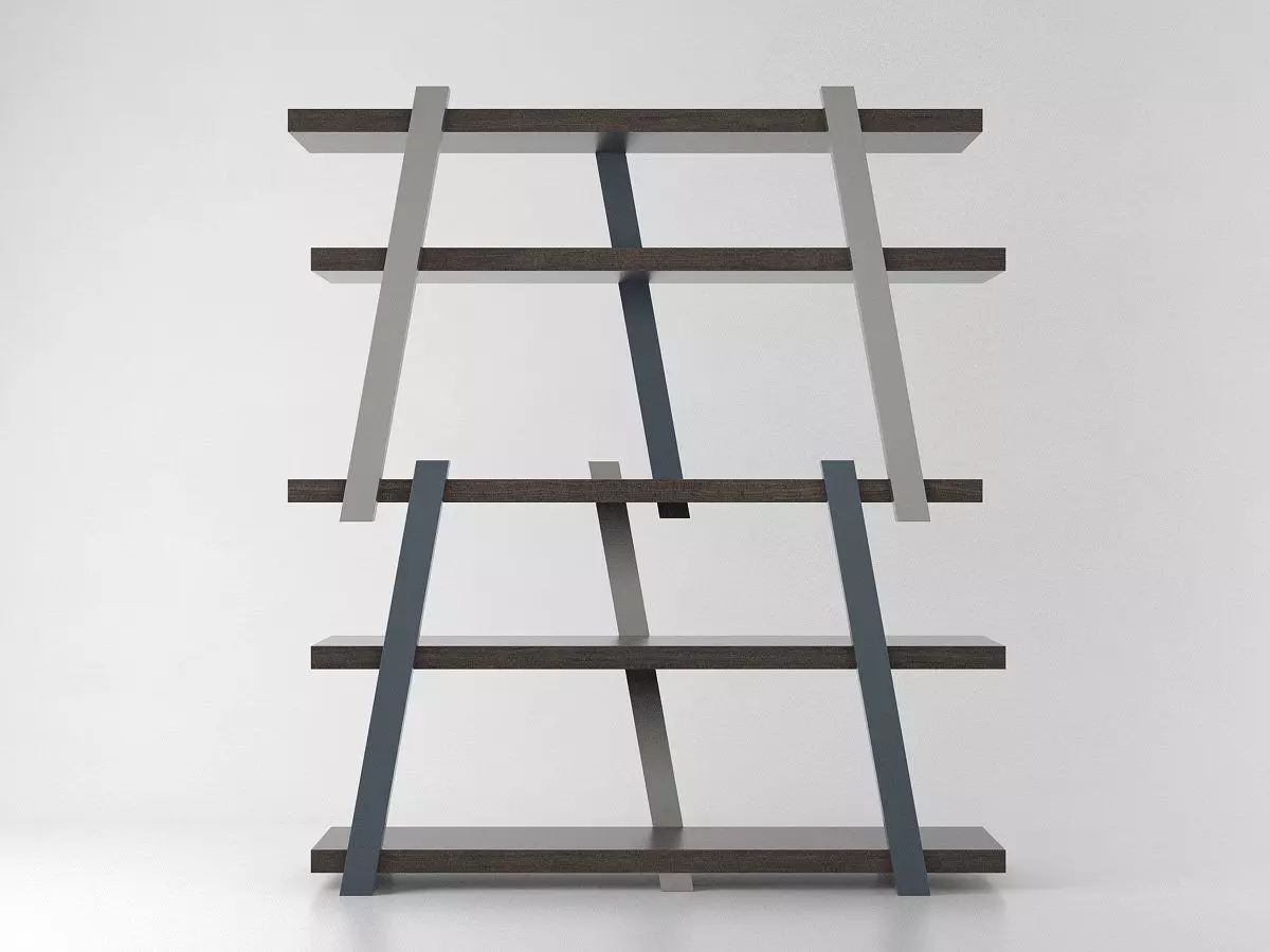 Note modern bookcase made of metal and wood 3D model_6