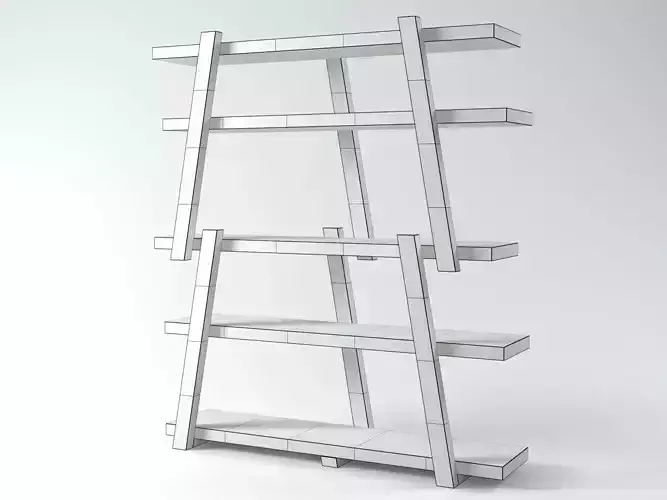Note modern bookcase made of metal and wood