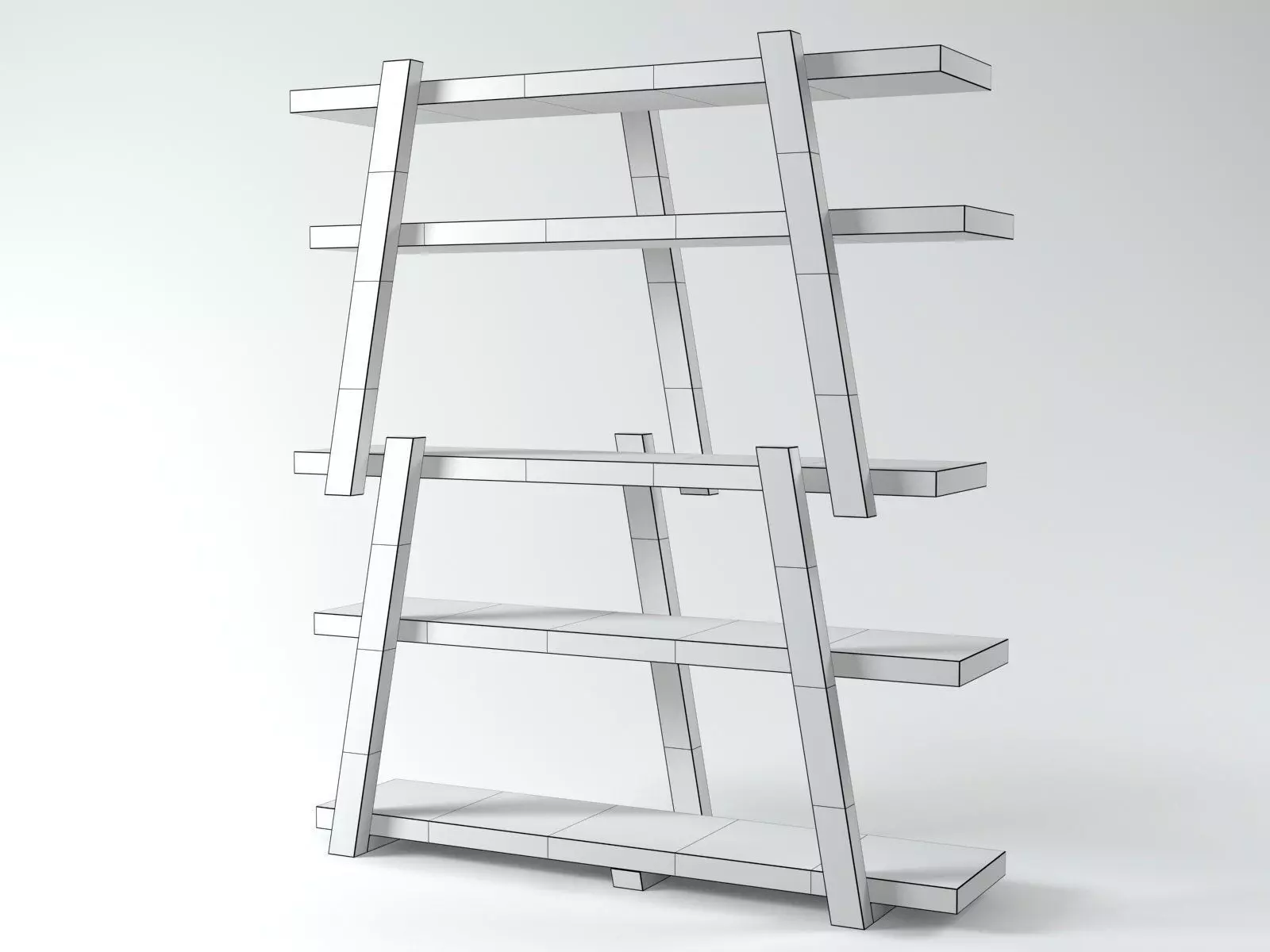 Note modern bookcase made of metal and wood 3D model_7