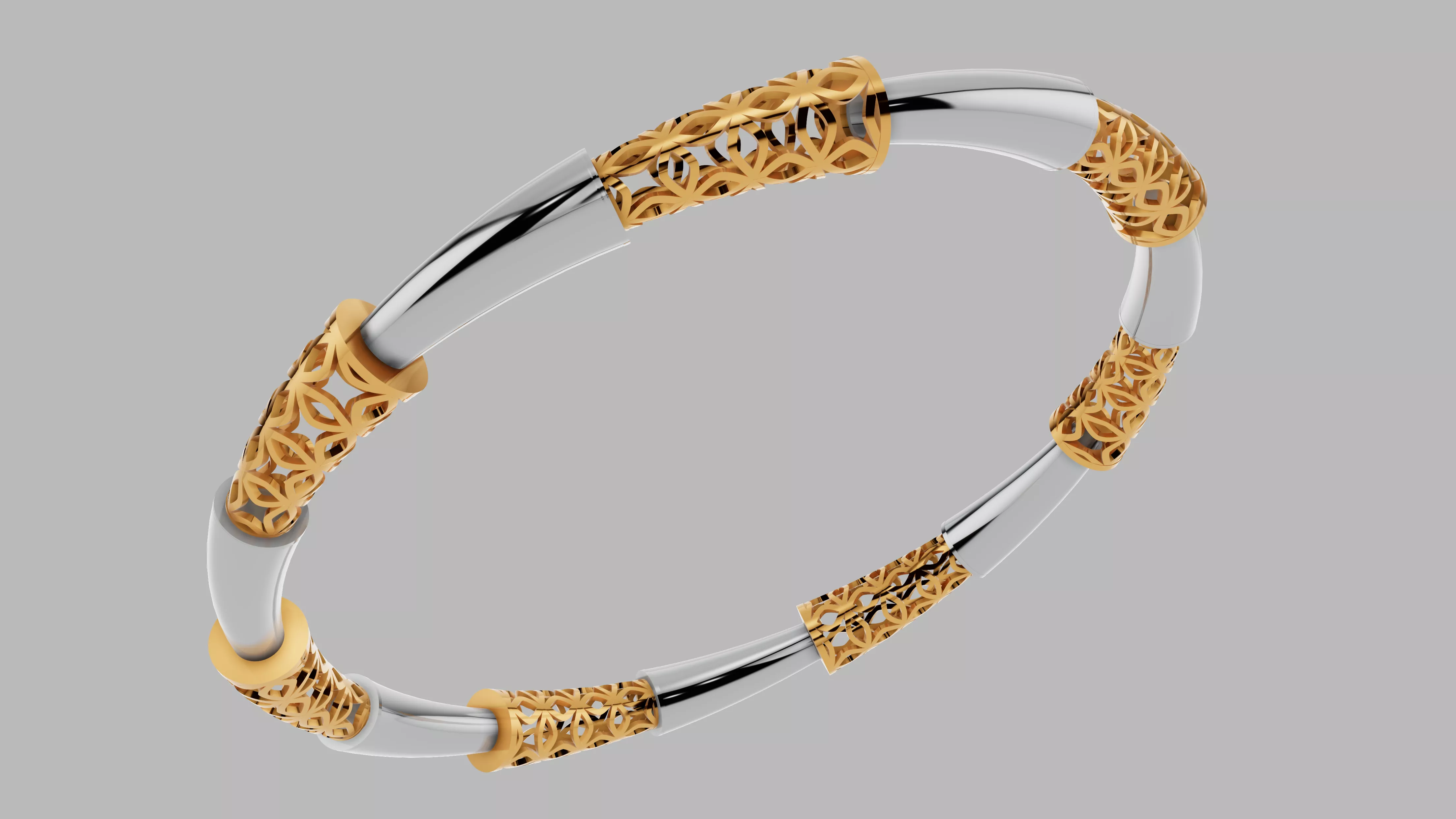 Two-Tone Floral Mesh Bangle 3D print model