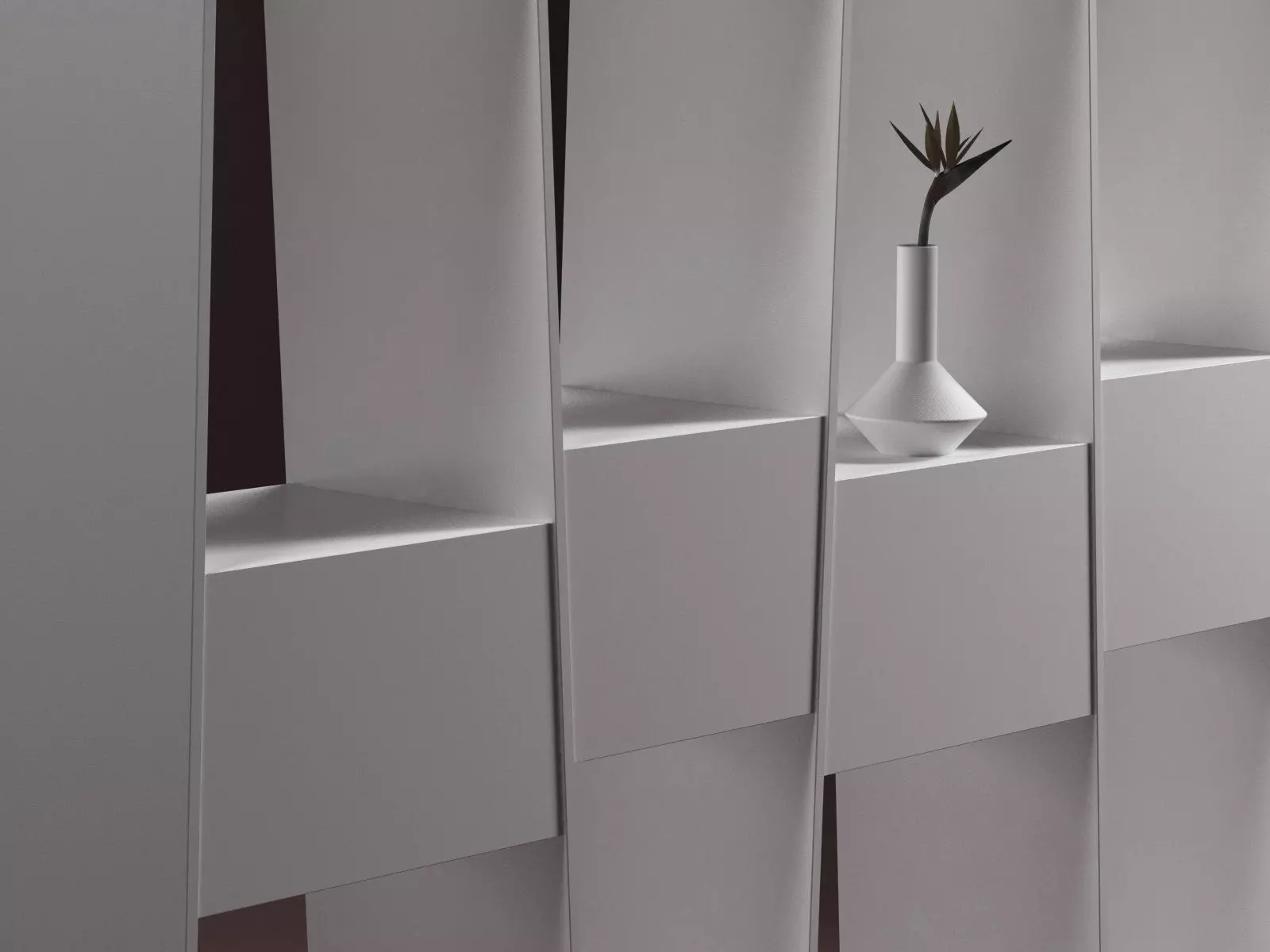 Tilt bookcase with star in middle 3D model_2