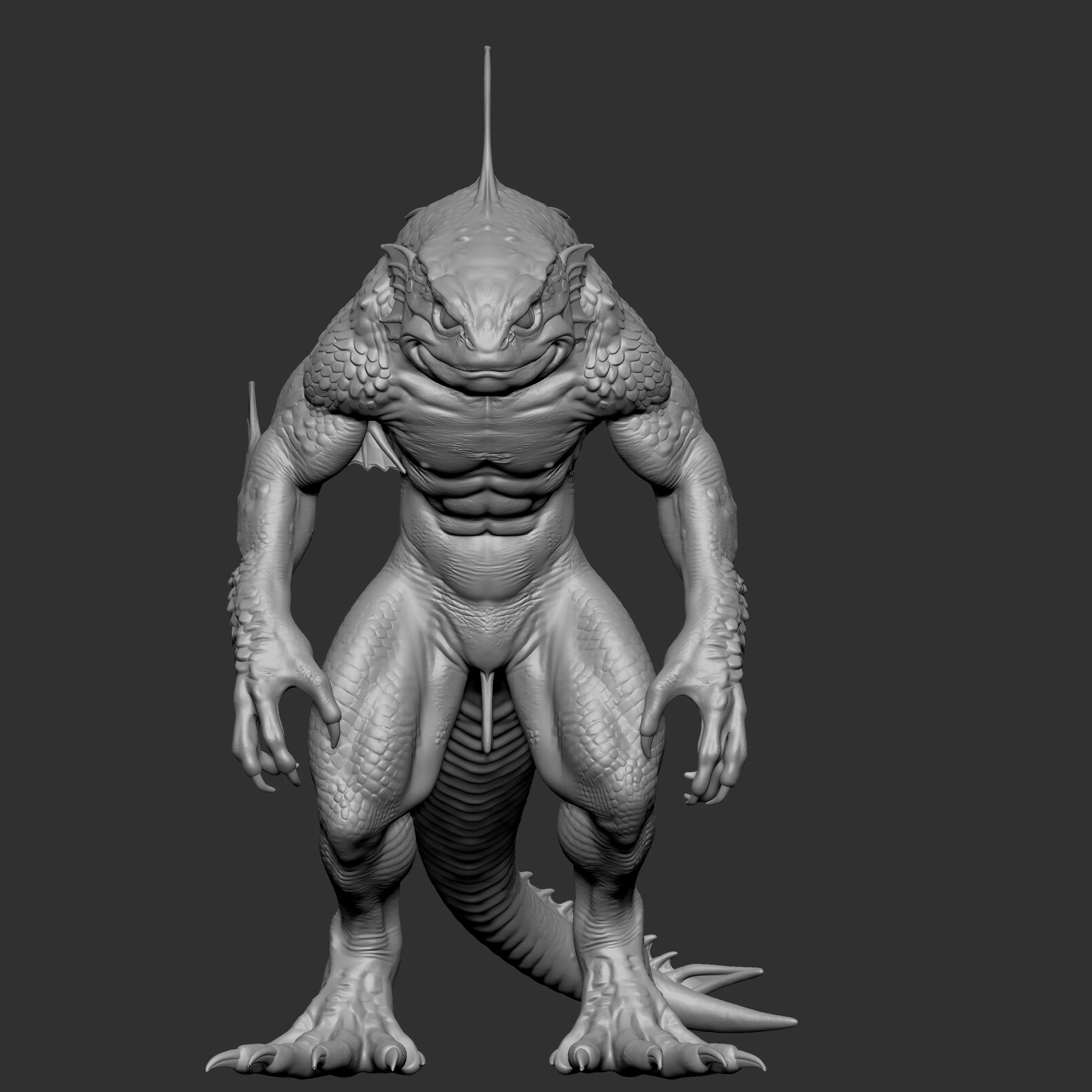 muscular bipedal reptilian 3D print model