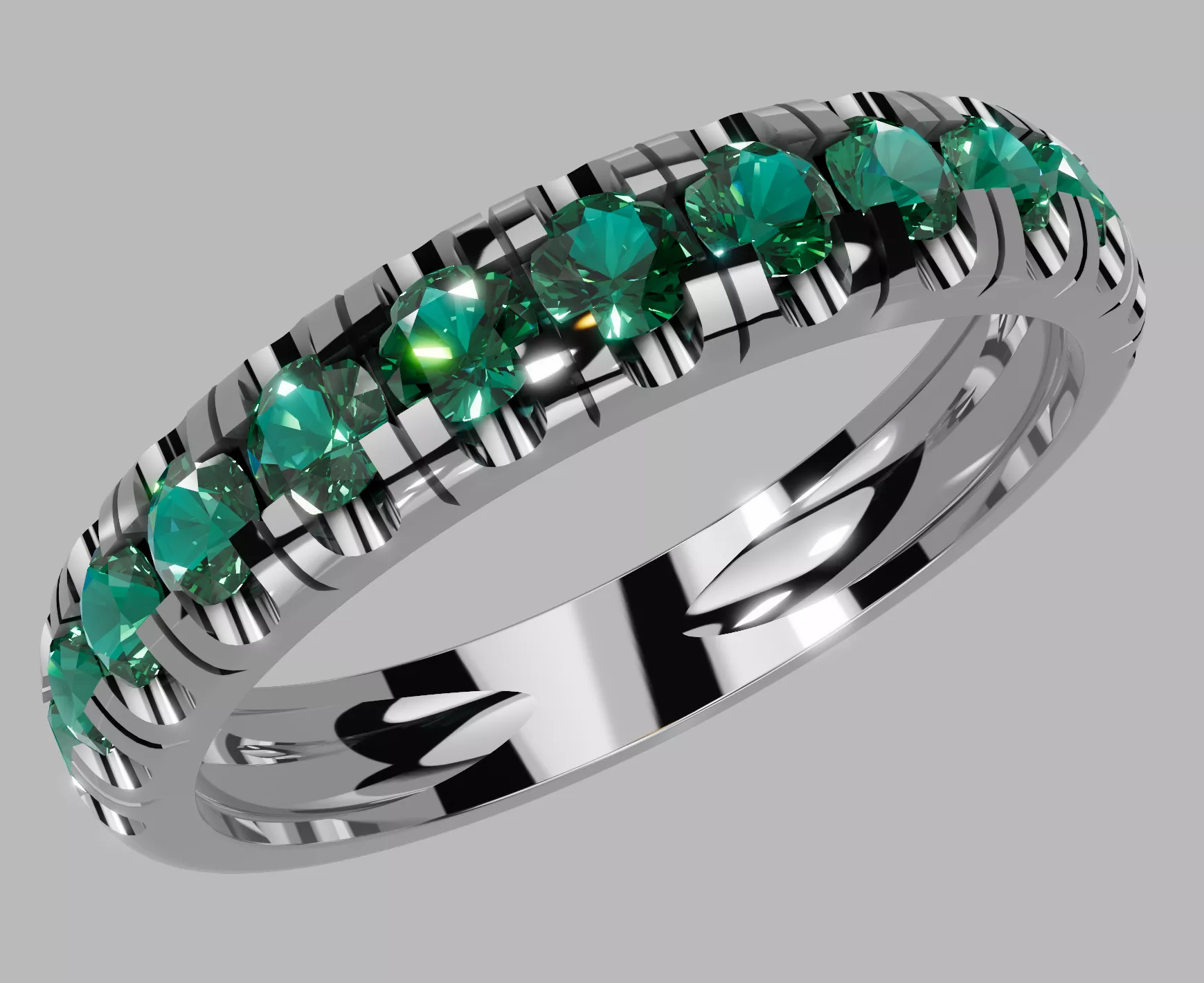 Modern Channel-Set Stone Band Ring CAD Design 3D print model
