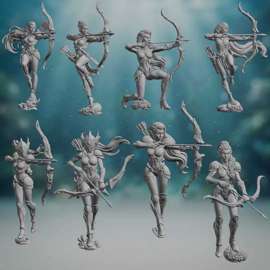 Abyssal Tide Elves - Elf Reaver 1-8 OPR Compatible 3D print model