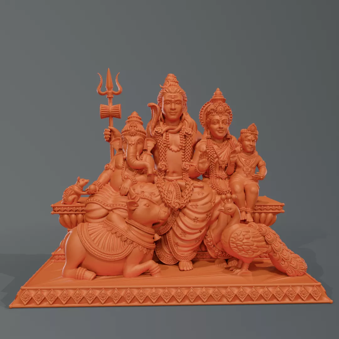Shiv parivar Shiv family high detailed stl 3d model 3D print model