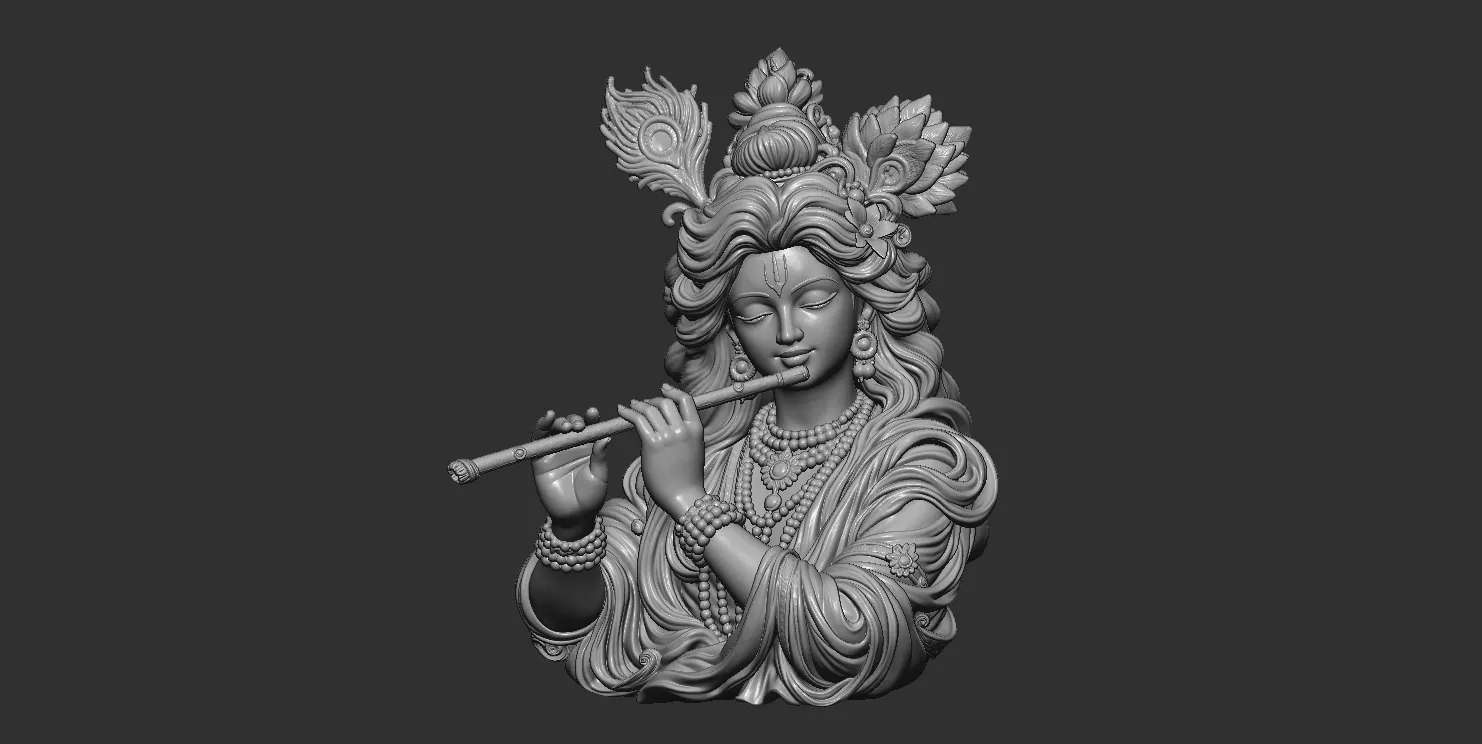 Lord Krishna Playing Flute 3D Model 3D print model
