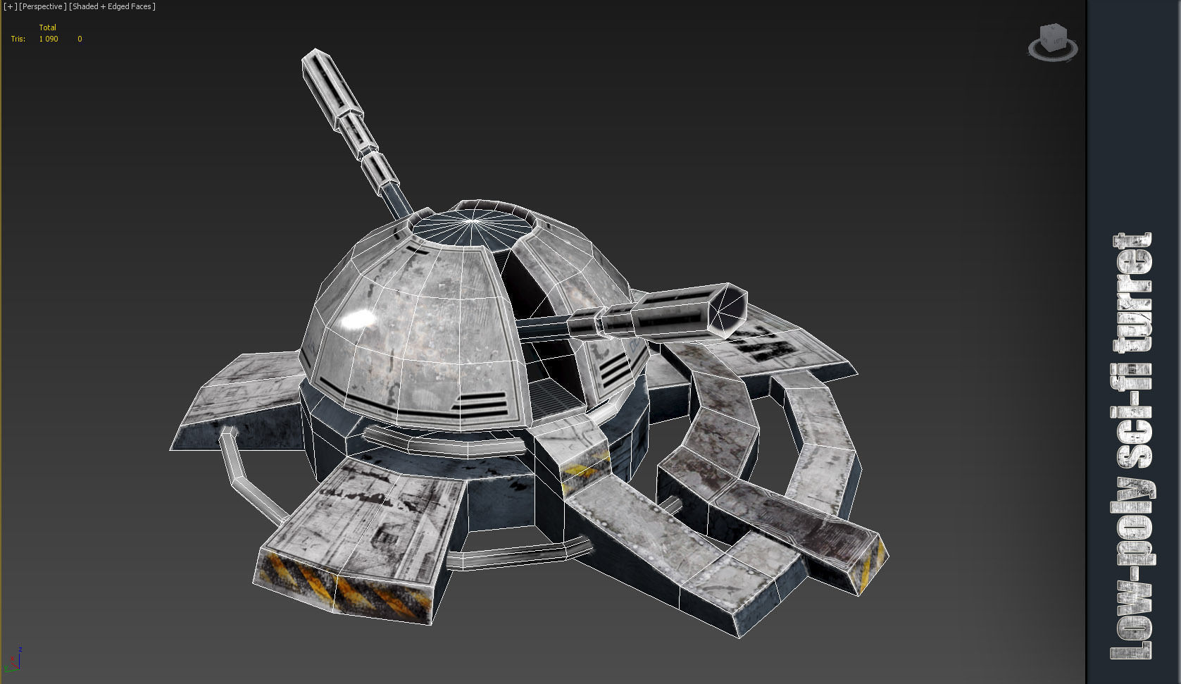Sci fi turret low poly Low-poly 3D model_6