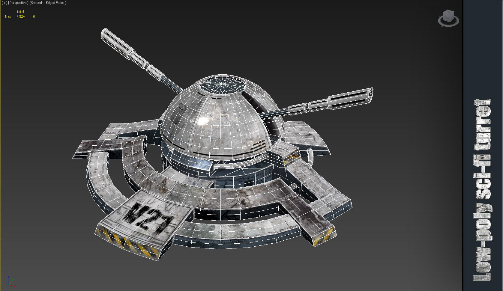 Sci fi turret low poly Low-poly 3D model_5