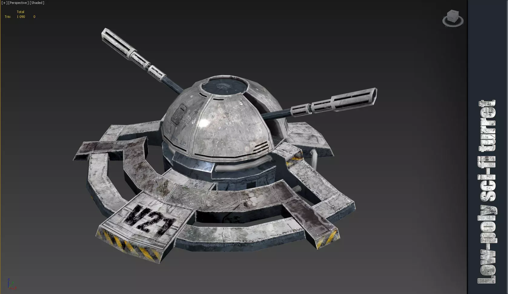 Sci fi turret low poly Low-poly 3D model_0