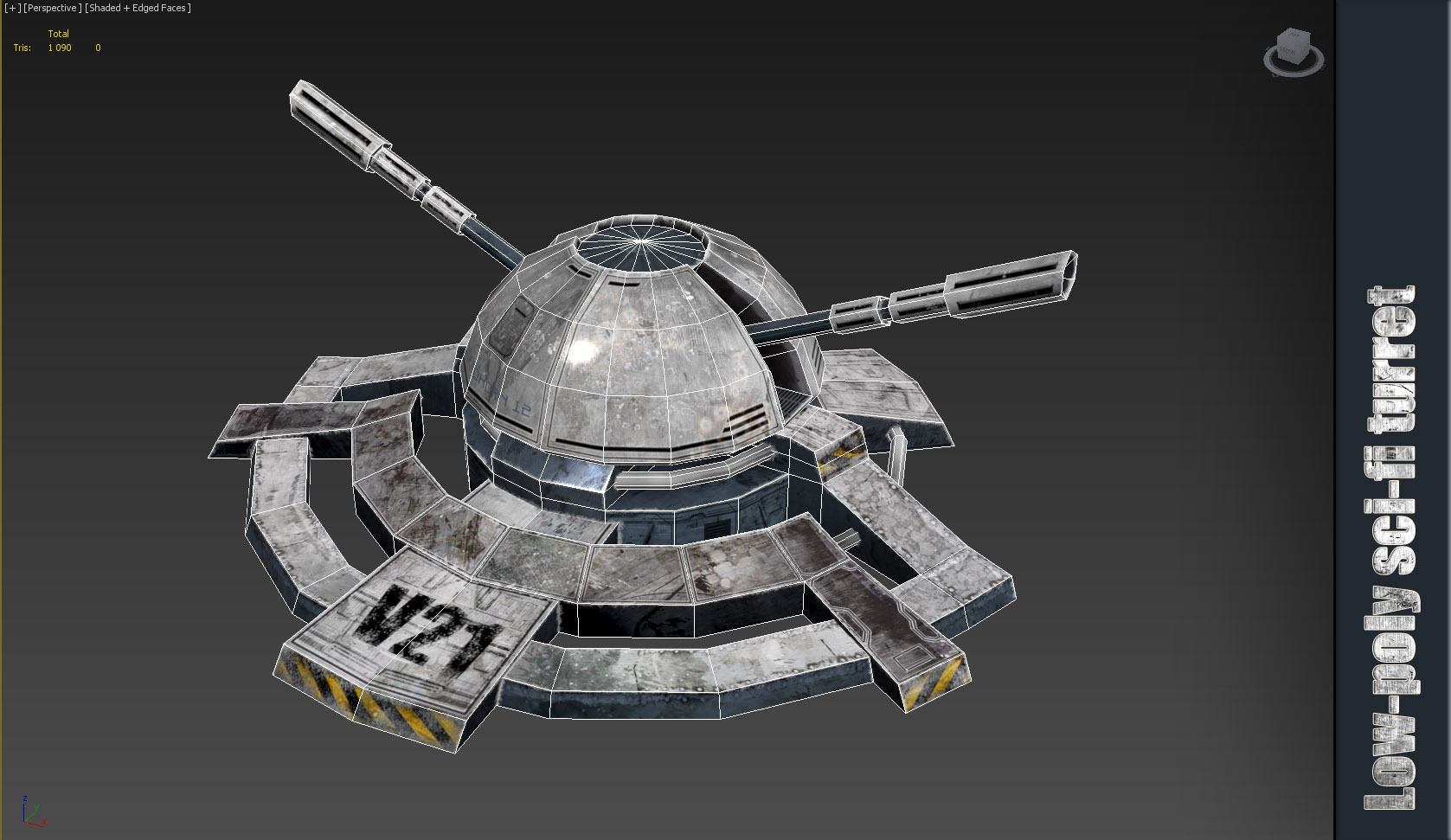 Sci fi turret low poly Low-poly 3D model_1