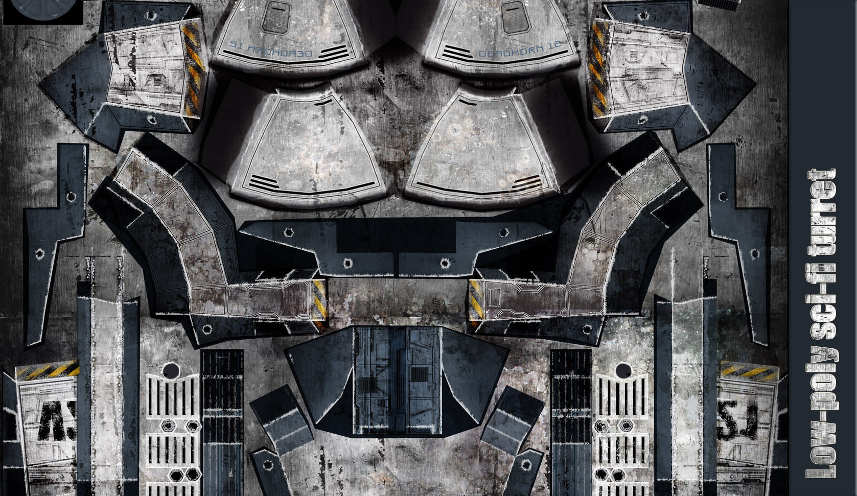 Sci fi turret low poly Low-poly 3D model_9