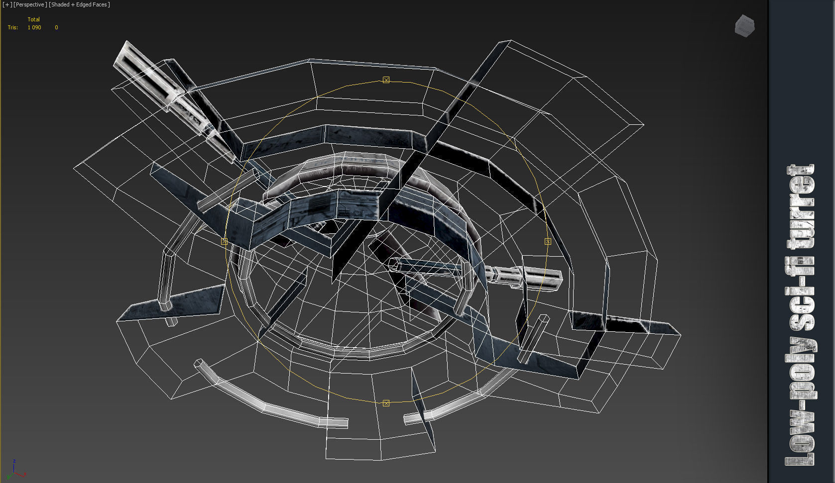 Sci fi turret low poly Low-poly 3D model_7