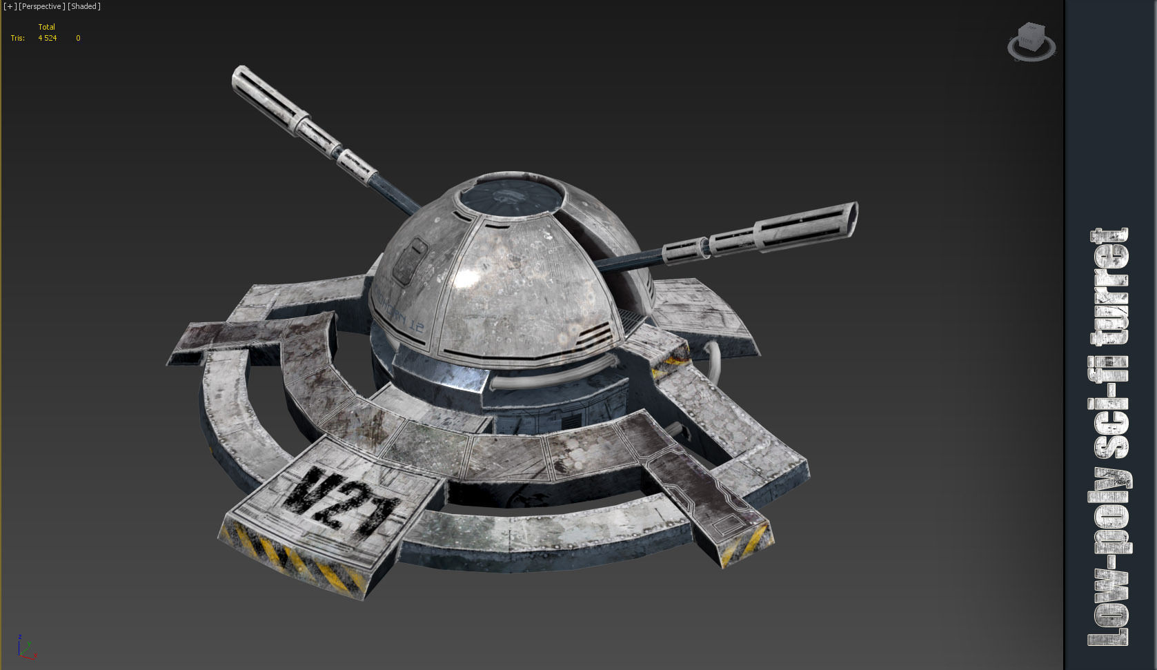 Sci fi turret low poly Low-poly 3D model_4