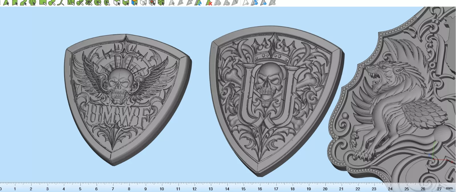 UMWF Universal Championship Belt Plates 3D Model 3D print model