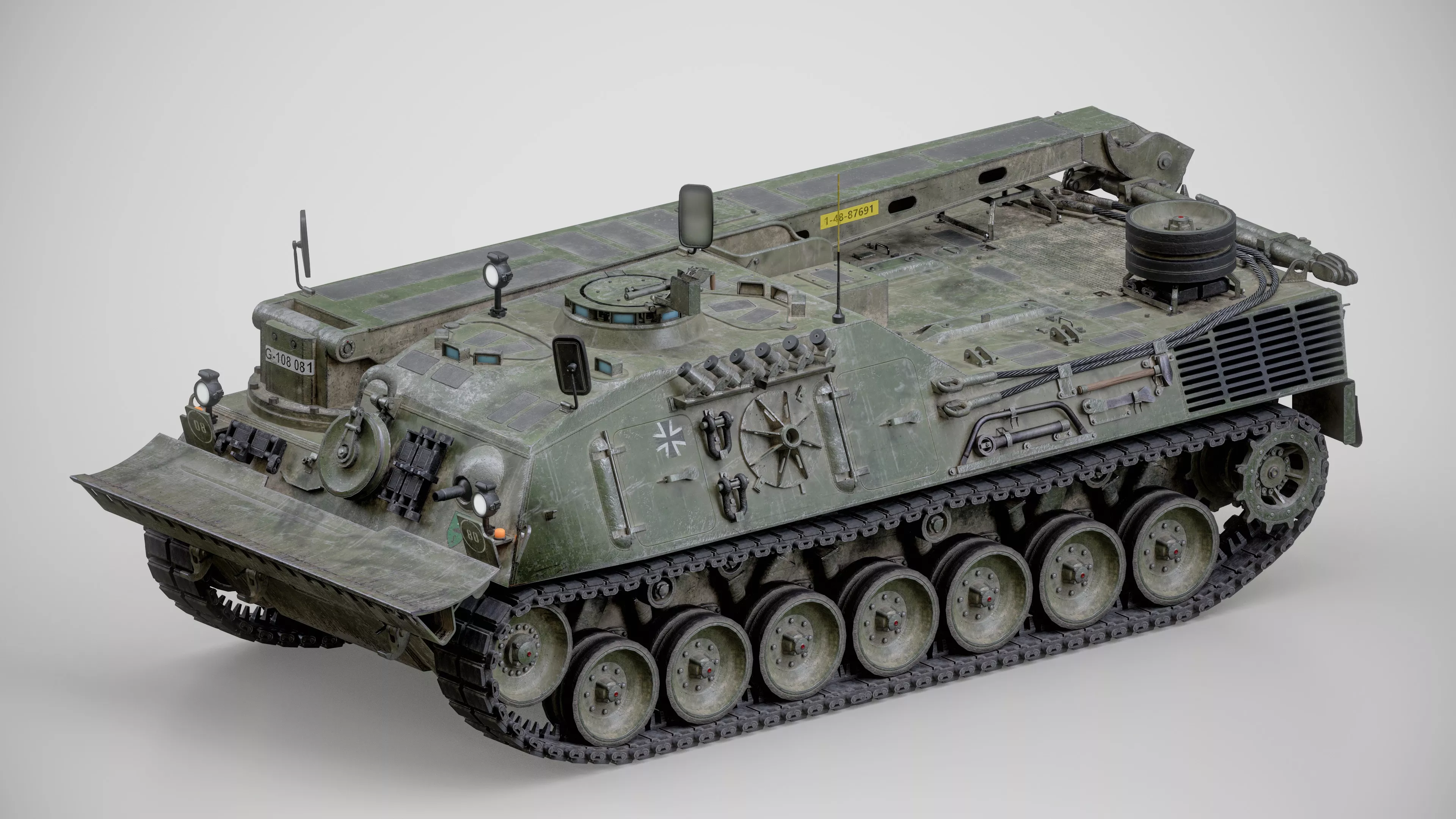 German Bergepanzer 2 Armored Recovery Vehicle ARV PBR Game LOD Low-poly 3D model
