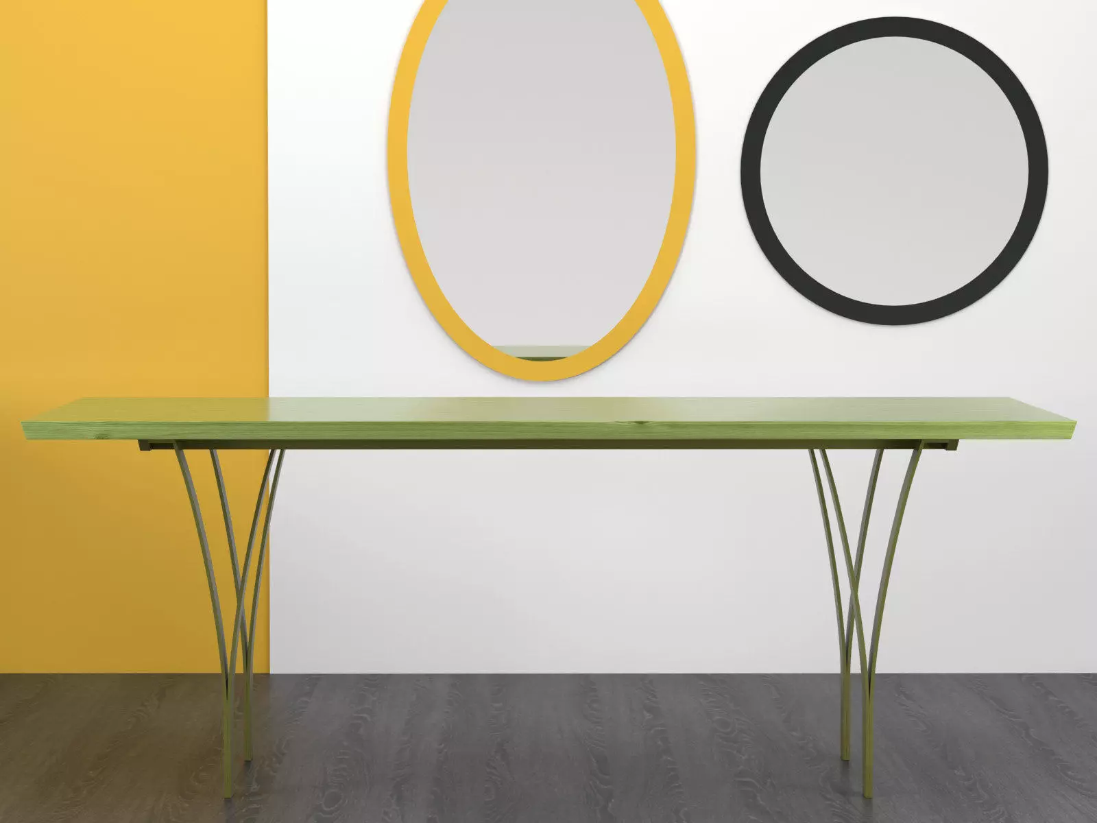 Gap dining table with metal legs 3D model_3