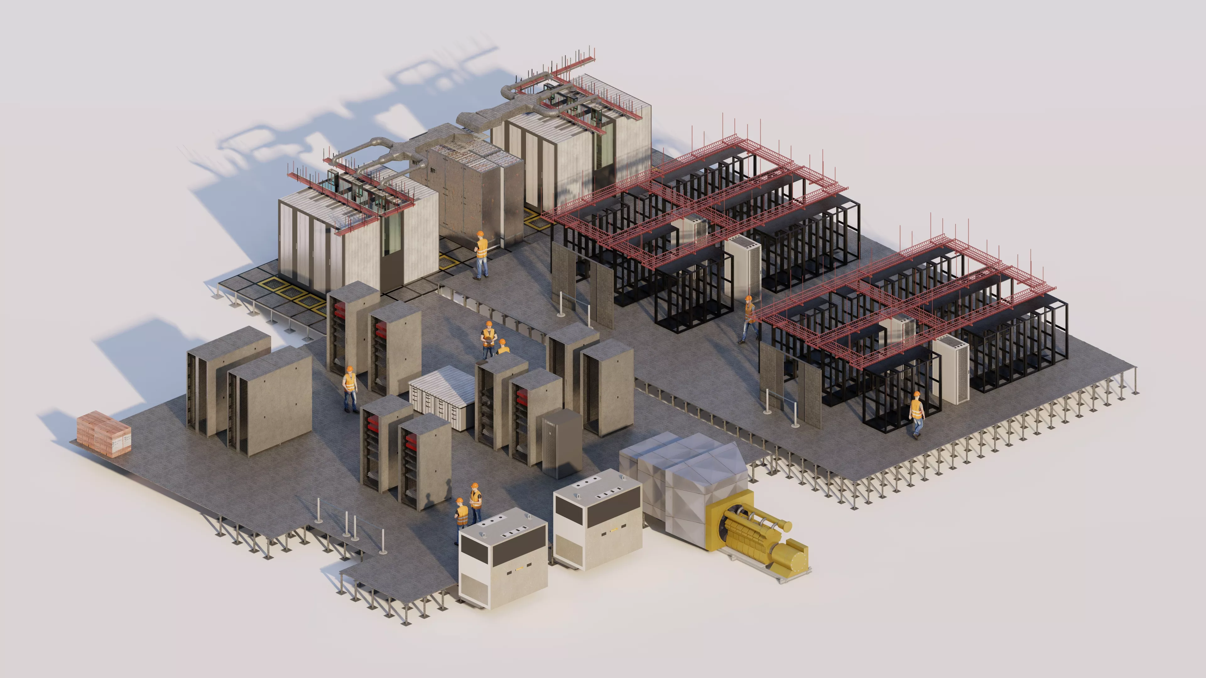 Data Center With Interior-Huge Data Center-Data Center 3D model