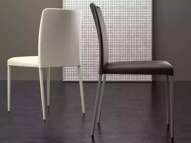 Deli pair of leather dining chairs 3D model